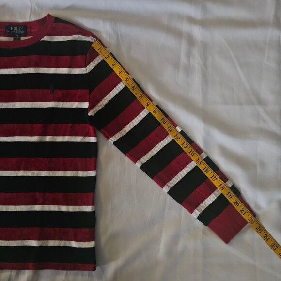 POLO Ralph Lauren Red/Multi Striped Waffle Knit Sweater Unisex Youth L (14-16) - Picture 10 of 16